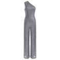 thumbnail image 4 of Xnihocha Combinaison une Pièce Sans Manches pour Femme, Robe de Soirée à une Épaule, Justaucorps à Paillettes, Robe de Soirée Gris 3TG, 4 of 7