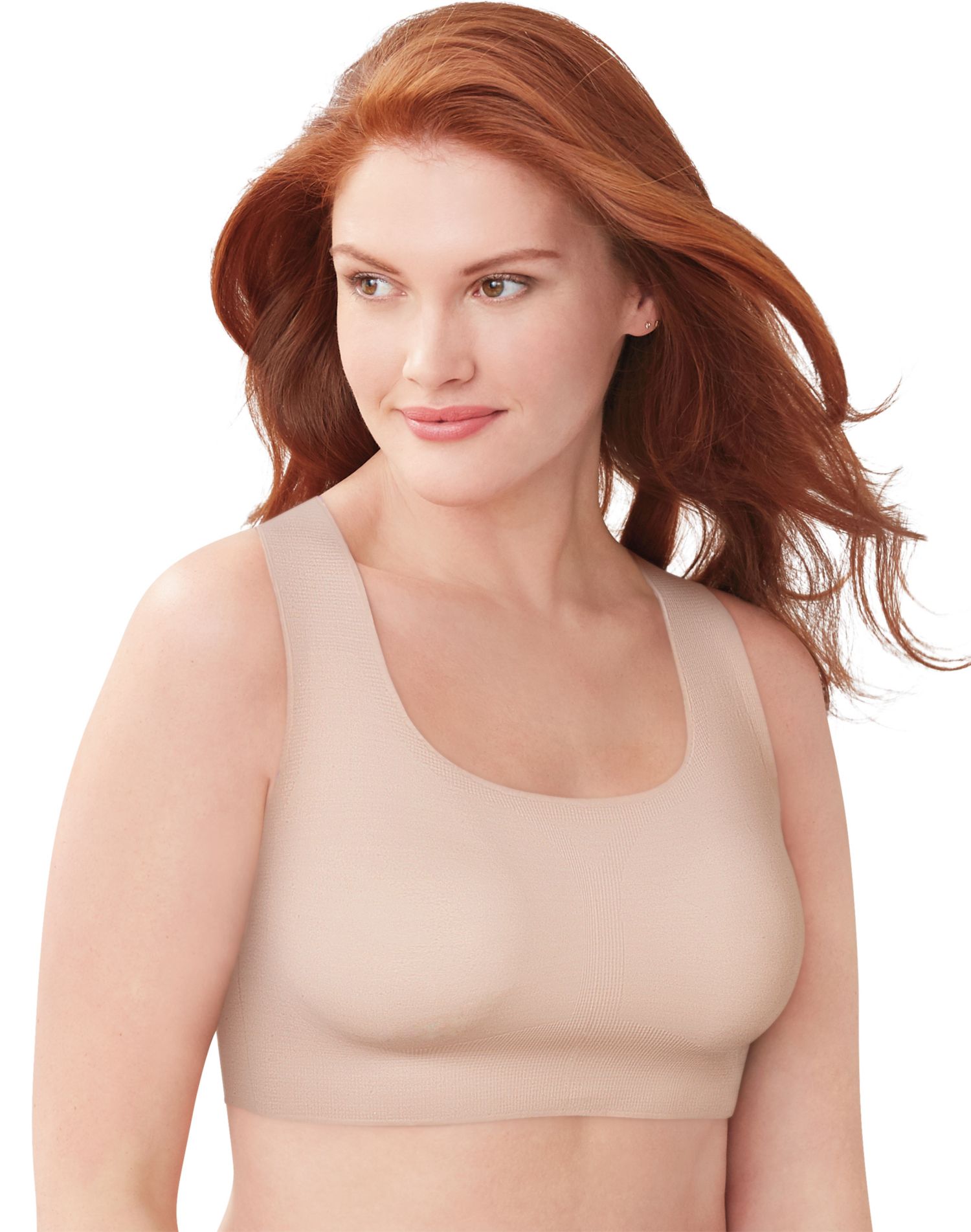 Bali Womens Comfort Revolution EasyLite Seamless Wirefree Bra, 2XL, Sandshell