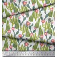 thumbnail image 3 of Soimoi White Poly Georgette Fabric Flower & Cactus Tree Printed Craft Fabric by The Yard 52 Inch Wide, 3 of 3
