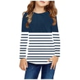 thumbnail image 2 of MeetoTime Chemises à Manches Longues pour Filles, Col Rond Rayé Imprimé, Blouses Décontractées et Élégantes, Pull pour Enfants 3-14 Ans, 2 of 6