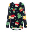thumbnail image 4 of Hauts d'Été Mignons pour Femmes Imprimé Décontracté de Noël Manches Longues Col Rond Blouses pour Femmes en Solde, 4 of 5