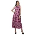 thumbnail image 2 of Moomaya Robe de Vacances pour Femmes en Rayonne, Col Licou, Sans Manches, Fente avant, Robe Imprimée, 2 of 4