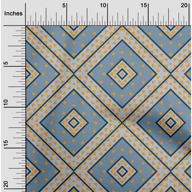 oneOone Organic Cotton Poplin Twill Fabric Diamond|Triangle & Check Geometric Print Sewing Fabric BTY 42 Inches Wide