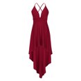 thumbnail image 3 of AherBiu Robe de Soirée pour Femmes à Bretelles Croisées, Dos Nu, Sans Manches, Col en V, à Volants, Fluide, Robe de Cocktail, 3 of 6
