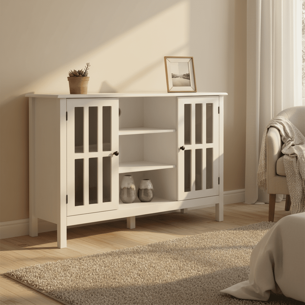 Gymax Wood TV Stand Entertainment Media Center Console for TV up to 50'' White