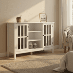 Gymax Bois TV Stand Entertainment Media Center Console pour TV Jusqu'à 50'' Blanc
