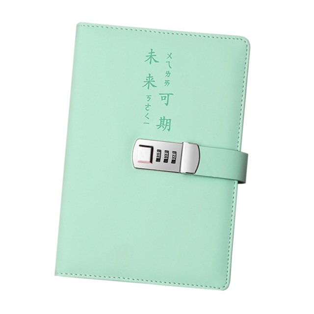 GUOOL Diary with Lock PU Leather Personal Locking Journal for Home Business Adults Light green