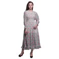 thumbnail image 1 of Bimba Robe Maxi à Volants pour Femmes, Florale, Manches Bishop, Col Rond, Taille Smockée - X-Grand, 1 of 5