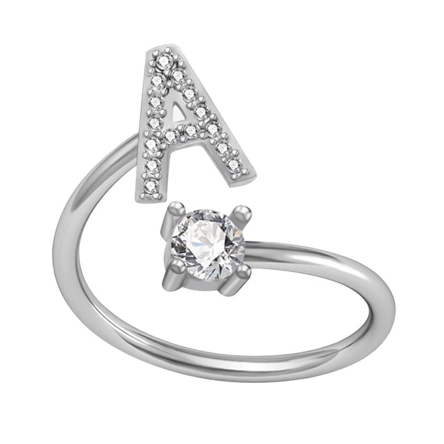PVCS Bague Mode Exquise 26 Style Alphabet Anglais Lettre Bague en Cuivre
