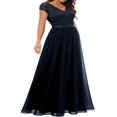 thumbnail image 4 of Robe Maxi de Bal pour Femmes en Dentelle Patchwork Dos Nu à Col en V Élégante Robe de Soirée Cocktail, 4 of 6