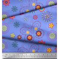 thumbnail image 3 of Soimoi Blue Polyester Crepe Fabric Insect & Floral Clip Art Fabric Prints by Yard 42 Inch Wide, 3 of 3