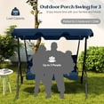 thumbnail image 4 of Costway Patio 3 Seats Canopy Swing Glider Hammock Steel Frame Cushioned Backyard Navy, 4 of 10