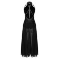 thumbnail image 2 of YiZYiF Robe de Performance de Danse Lyrique Longue pour Femmes, Dos Croisé Fendu, Danse de Salon Moderne, Noir, TP, 2 of 7