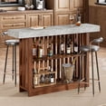 thumbnail image 3 of GloryStar 63 Inch Modern Bar Table, Counter Height Design with 2-Tier Storage, Accommodates 4-8 People, Versatile Pub Table for Breakfast, Coffee, Dining Room, Bistro, or Living Room, 3 of 7