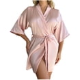 thumbnail image 1 of Timegard Satin Nightgowns for Women 3/4 Sleeve Robe Sleepwear Fall Warm Comfy Bathrobe Solid Color, 1 of 3