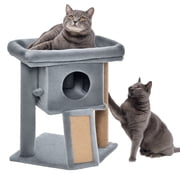 PawHut Cat Tree, Small Cat Tower with Perch, Scratching Post, Grey