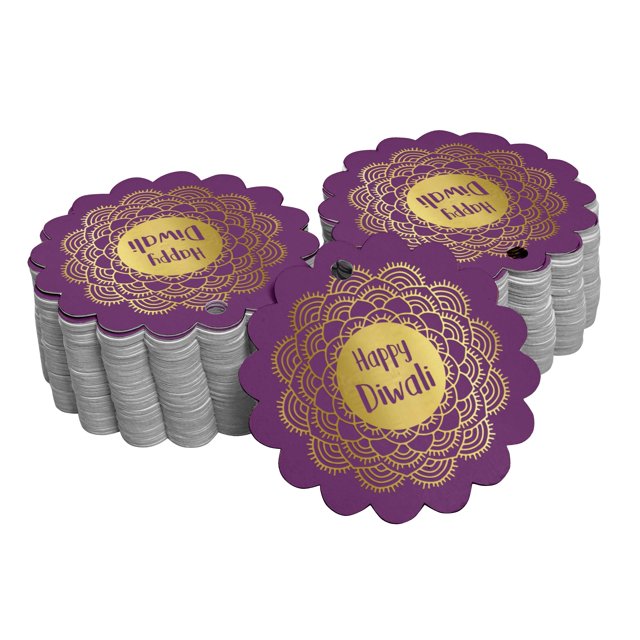Inkdotpot Gold Foil Paper Hang Tags Happy Diwali Favor Tags 100 Piece