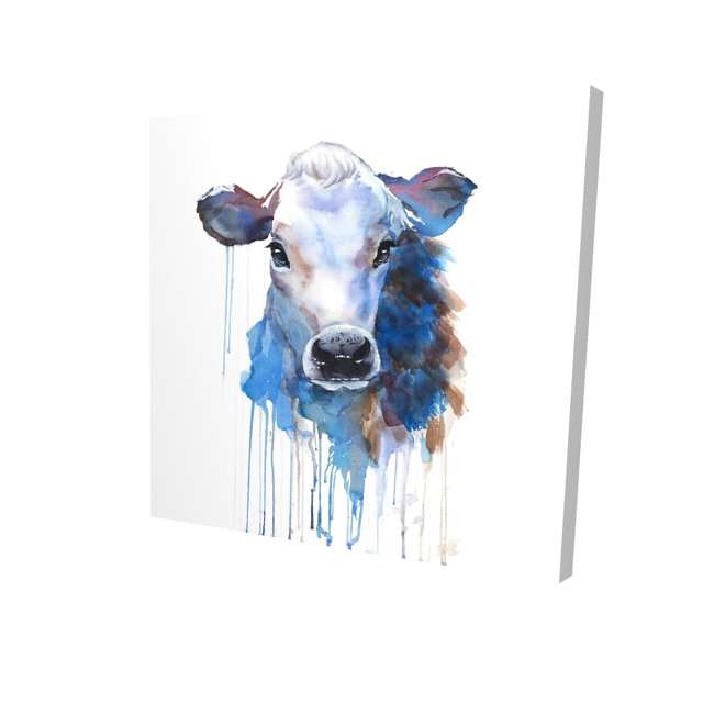 jersey Aquarelle Vache - Toile 36"x36 Pouces - Impression sur Demande