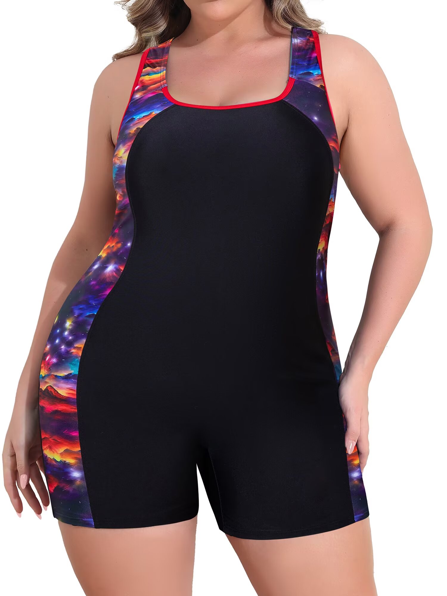 Charmo Women's Plus Size Athletic One Piece Swimsuit with Shorts Boyleg Modest Full Coverage Sport Bathing Suit