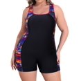 thumbnail image 1 of Charmo Women's Plus Size Athletic One Piece Swimsuit with Shorts Boyleg Modest Full Coverage Sport Bathing Suit, 1 of 6