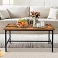 thumbnail image 3 of SortWise 35inch Industrial Coffee Table, Living Room Tea Center Table , Wood Top End Table, Rustic Accent Furniture with Wood Top and Metal Frame (35"W x 17.7"D x 17.7"H), 3 of 7
