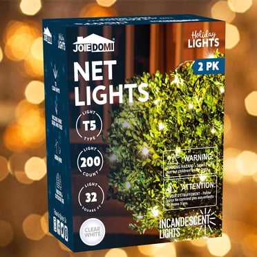 Joyfy Lot de 2 de 100 Guirlandes Filet de Noël pour Arbustes, 4 x 6 Pi Guirlandes de Noël Blanc Chaud Incandescentes Guirlandes Filet Extérieures Guirlandes en Maille pour Arbustes Jardin Fête Décoration d'Arbre de Noël