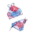 thumbnail image 3 of Faithtur 2Pcs Children Summer Swimwear, Floral Tops + Drawstring Briefs Suit, 3 of 10