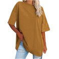 thumbnail image 1 of Plebaso T-Shirts Surdimensionnés pour Femmes 2025 Manches Courtes Hauts Amples Col Rond Décontracté Uni T-Shirts Basiques pour Femmes, 1 of 5