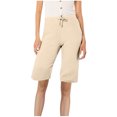 thumbnail image 1 of AherBiu Womens Shorts Casual High Waisted Drawstring Relaxed Fitted Short Summer Knee Length Shorts, 1 of 4