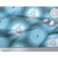 thumbnail image 2 of Soimoi Blue polyester Crepe Fabric Gear Parts Hardware Printed Craft Fabric by the Yard 42 Inch Wide, 2 of 3