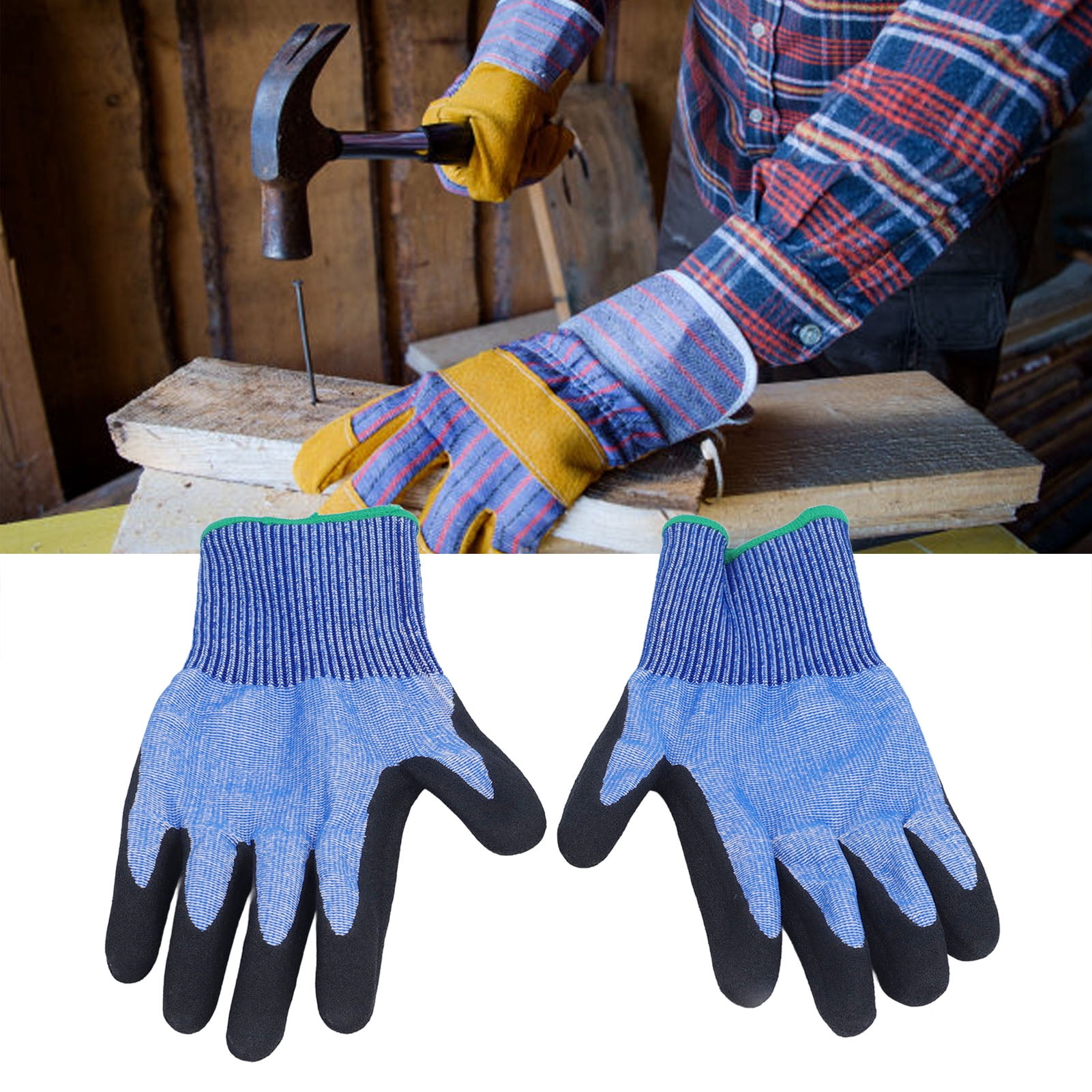 Cut Resistant Work Gloves A7 Level Steel Wire, Non Slip Oil Proof Safety Work Gloves with, for Woodworking, Wood Carving, Cooking