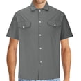 thumbnail image 1 of cfhntfmh Short Sleeve Shirts for Men Button down Summer Casual Collared V Neck Tops Solid Color Beach Blouses, 1 of 5