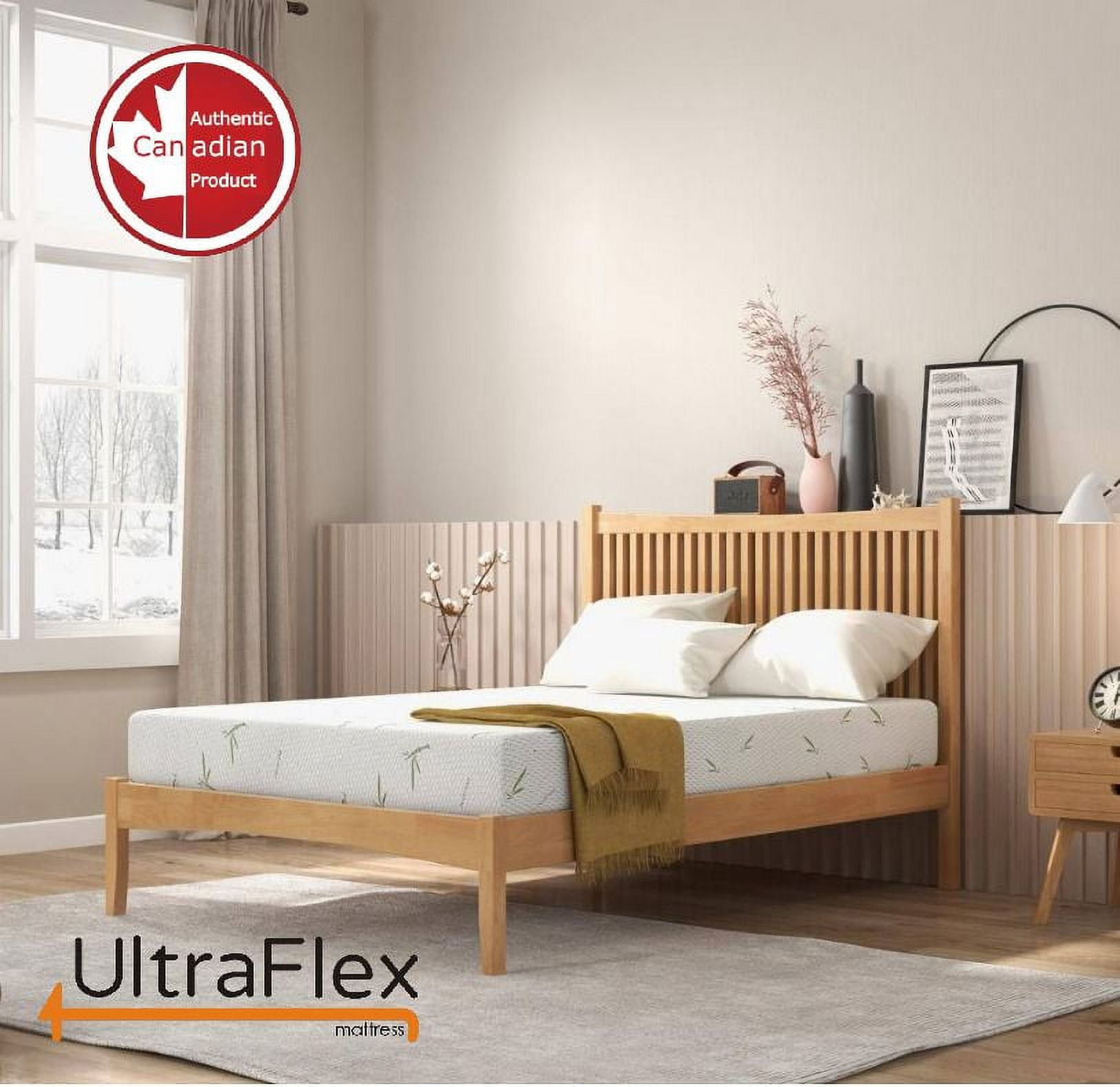 UltraFlex® Matelas EasySleep - Format Grand Lit – Fabriqué au Canada, Fermeté Moyenne en Mousse Infusée de Gel, Confort Réversible, Housse en Bambou Rafraîchissante, Soulagement de la Pression, Écologique Certifié CertiPUR-US®