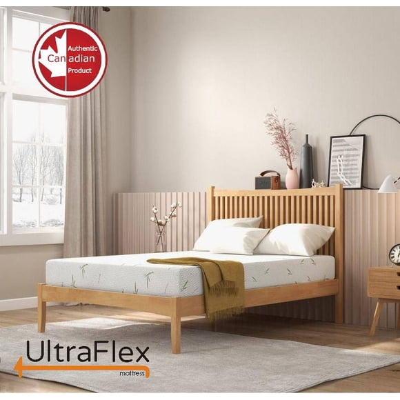 UltraFlex EasySleep- Fabriqué au Canada, Fermeté Moyenne, Gel Infusé, Confort Réversible avec Soulagement de la Pression, Technologie de Refroidissement, Housse en Bambou, Mousse Certifiée CertiPUR-US® (Fabriqué au Canada)