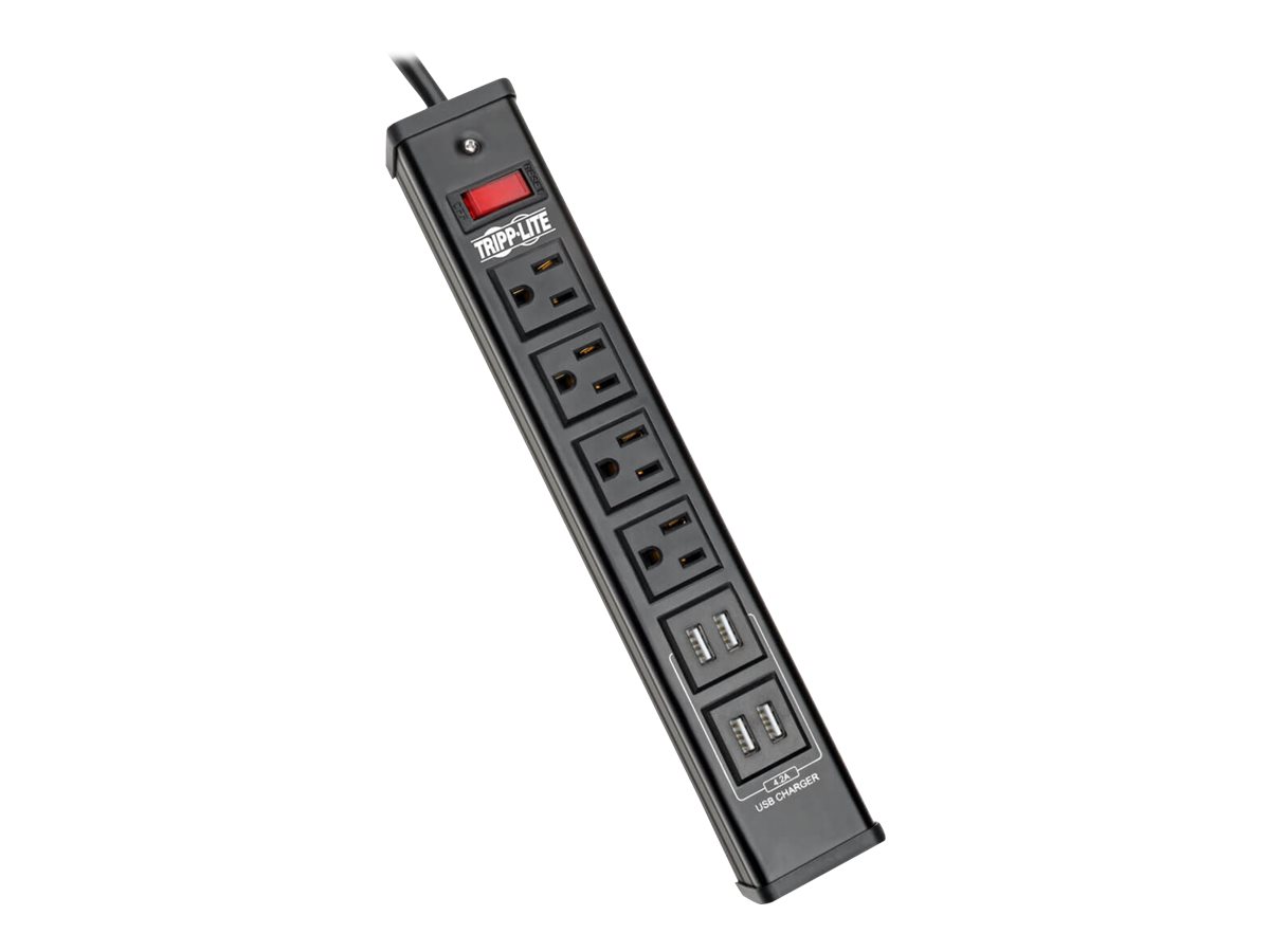 Tripp Lite TLM446USBB Surge Protector Strip 4 Outlet 4 USB Charging Ports 6 ft. Cord