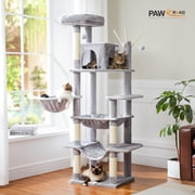PAWZ Road 68" Large Cat Tree Tower with Big Hammock and Multiple Cat Toy Ball for Indoor Cats Gray