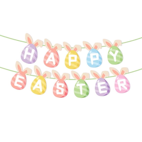 Easter Carrot Letter Party Scene Setup Decoration Banner Happy Easter Rabbit Bunting for Spring Home Office Nursery Festive Hanging Garland for Egg Hunt Family Gathering Birthday Wedding Shower Wall