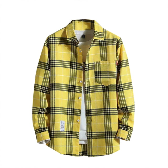 Kcodviy Chemise Décontractée pour Homme Imprimée une N Automne et Hiver à Manches Longues Courtes Justaucorps à Manches Boutonné Col à Revers Chemise à Carreaux à Manches Courtes Chemise pour Homme
