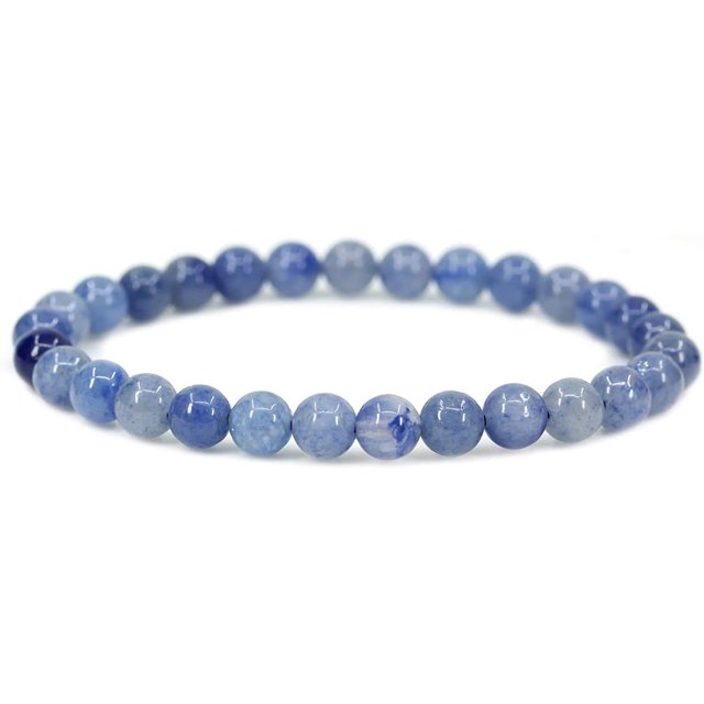 Bracelet Extensible Unisexe en Perles Rondes de 6 mm en Aventurine Bleue Naturelle