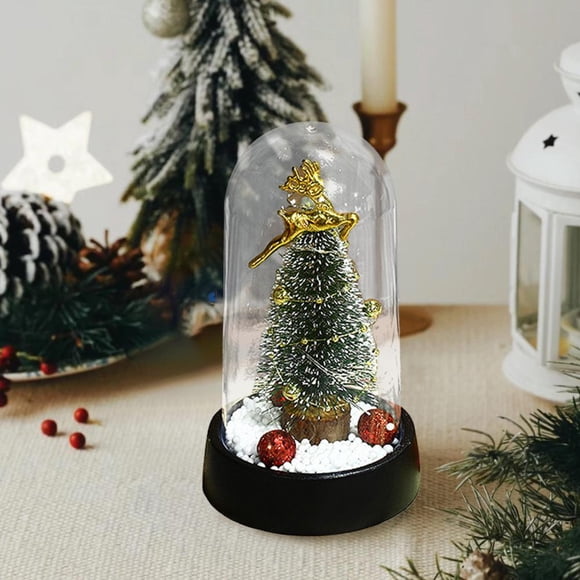 Feltree Boule à Neige avec Sapin de Noël à DEL - Mini Décoration de Bureau avec Lumières Changeant de Couleur et Scène Enneigée Intégrée, Ornement pour la Maison, le Bureau, Déco des Fêtes - Veilleuse à Piles