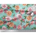 thumbnail image 2 of Soimoi Tissu en Coton Cambric Vert Imprimé Feuilles & Roses au Mètre 42 Pouces de Large, 2 of 3