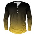 thumbnail image 2 of Men's Printing Button Casual Long Sleeve Round-Neck Blouses Shirts RXIRUCGD Jaune, Taille: m, 2 of 4
