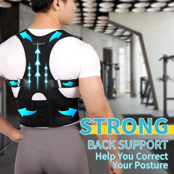 Refurbished Aofit B002-M-CA Back Brace Posture Corrector with Lumbar and Shoulder Support for Men and Women, M