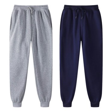Mrat 2pc Womens High Waisted Sweatpants Drawstring Fleece Jogger Sweat Pants Cinched Bottom Workout Trousers Womens Jogging Pants S-151 Navy L