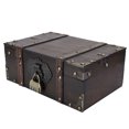 thumbnail image 2 of Treasure Chest, Vintage Wooden Jewelry Box Strong Perfect Large Capacity With Lock For Home Decoration 6282-2302GK10 Grey + Lock, 2 of 8