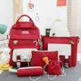thumbnail image 1 of Sac à dos pour Femmes 5 en 1 en Nylon Imperméable Grande Capacité Sacs à dos de Rangement Pendentif Mignon Sac d'École Sacs à dos Multifonctions Sac à dos scolaire, 1 of 6