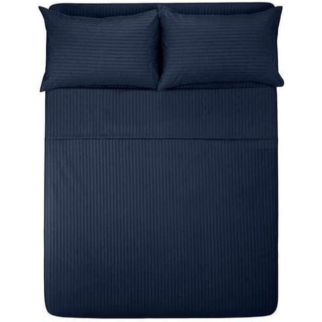 900 Thread Count 3 Piece ( 1-Fitted Sheet + 2 - Pillow Cases ) Fitted Sheet 27 Inch Deep Pocket 100% Egyptian Cotton Stripe Pattern