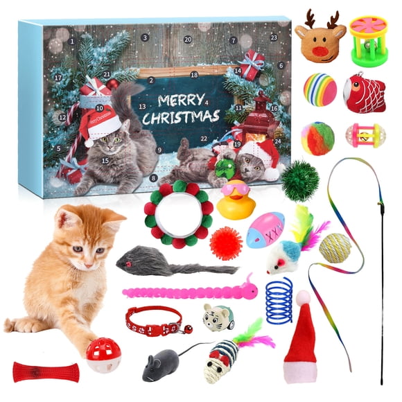 Binwennn 2024 New Cat Advent Calendar 24 Days Countdown To Christmas Advent Calendar Cat Feather Teaser And For Toys Interactive Play For Cat Lovers Sand Timer 5 Minute Sand Timer for Classroom 5