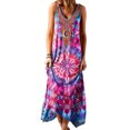 thumbnail image 1 of Innerwin Robe Longue à Col en V pour Femme, Robe d'Été de Plage, Boîte de Nuit, Teinture sur Nœuds, Bohème, Maxi, Rouge, 5TG, 1 of 2