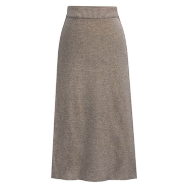 Kcodviy Women's Winter Wool Skirt Pleated Skirts for Women Mid Length Woolen Skirt Slit Skirt High Waist Thick Skirt
